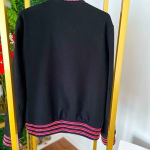 Black and Red Wool Gucci Varsity Jacket with Bee Logo